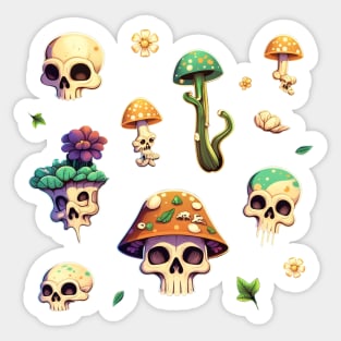 Skull Mushrooms Sticker